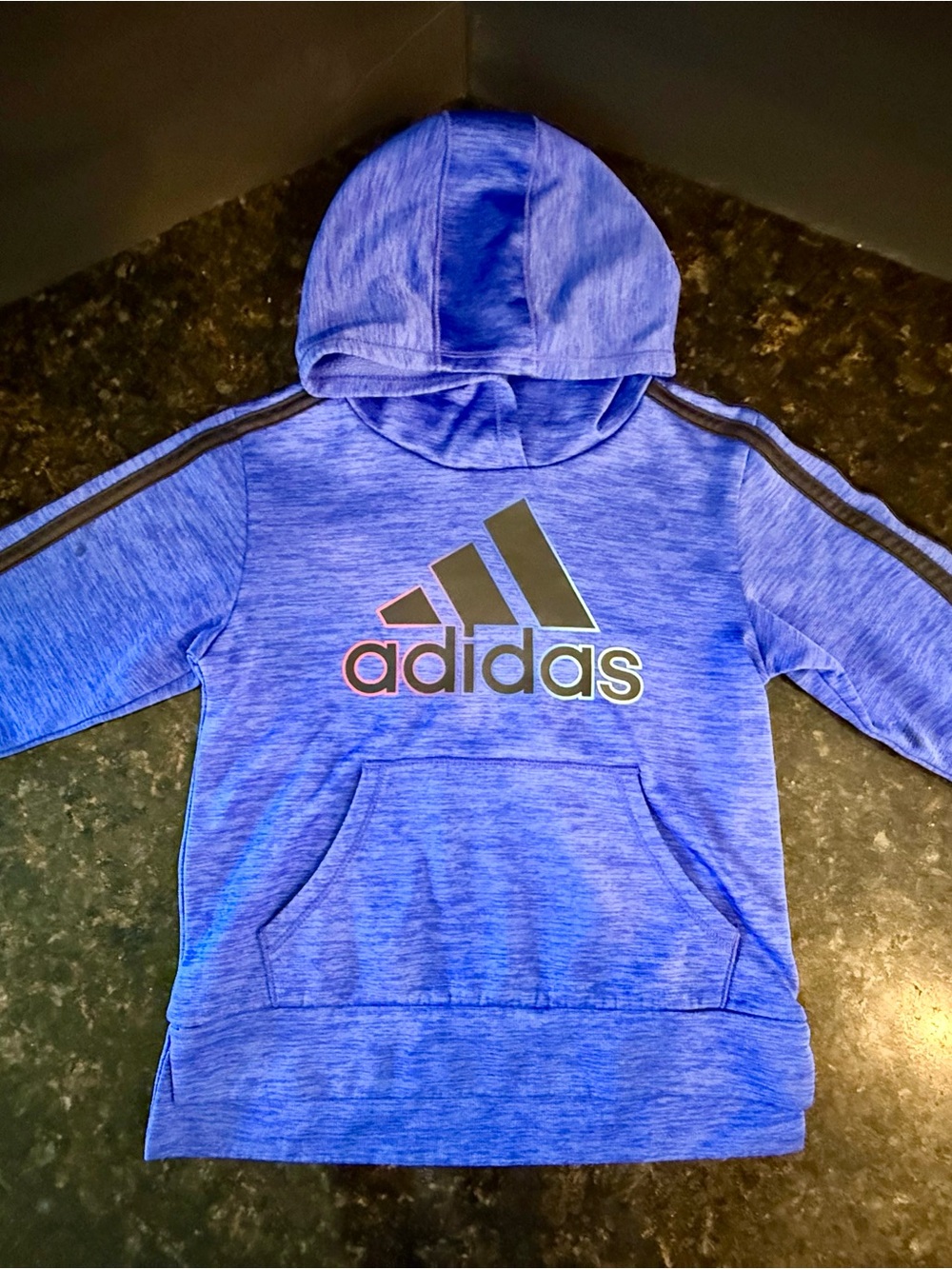 adidas Boy’s Blue Long Sleeve Logo Pullover Hoodie Sweatshirt Size 4T